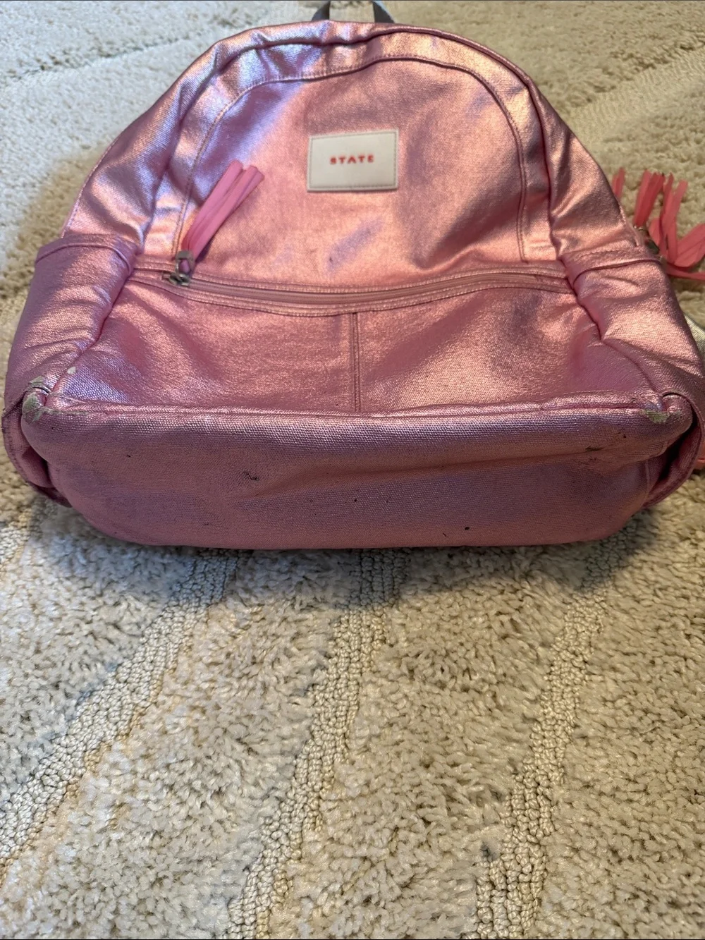 STATE Metallic Pink Mini Backpack with Tassel Zipper